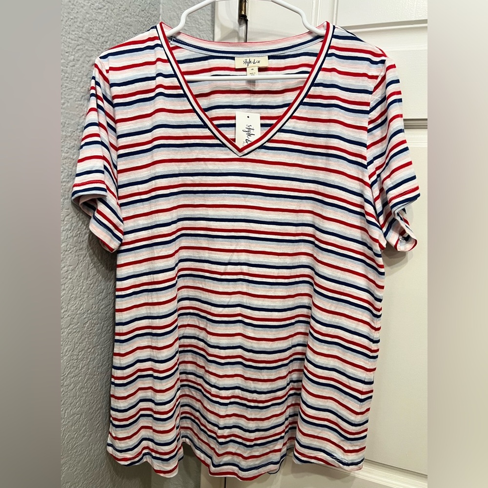 Style & Co. NWT Striped V-Neck Top